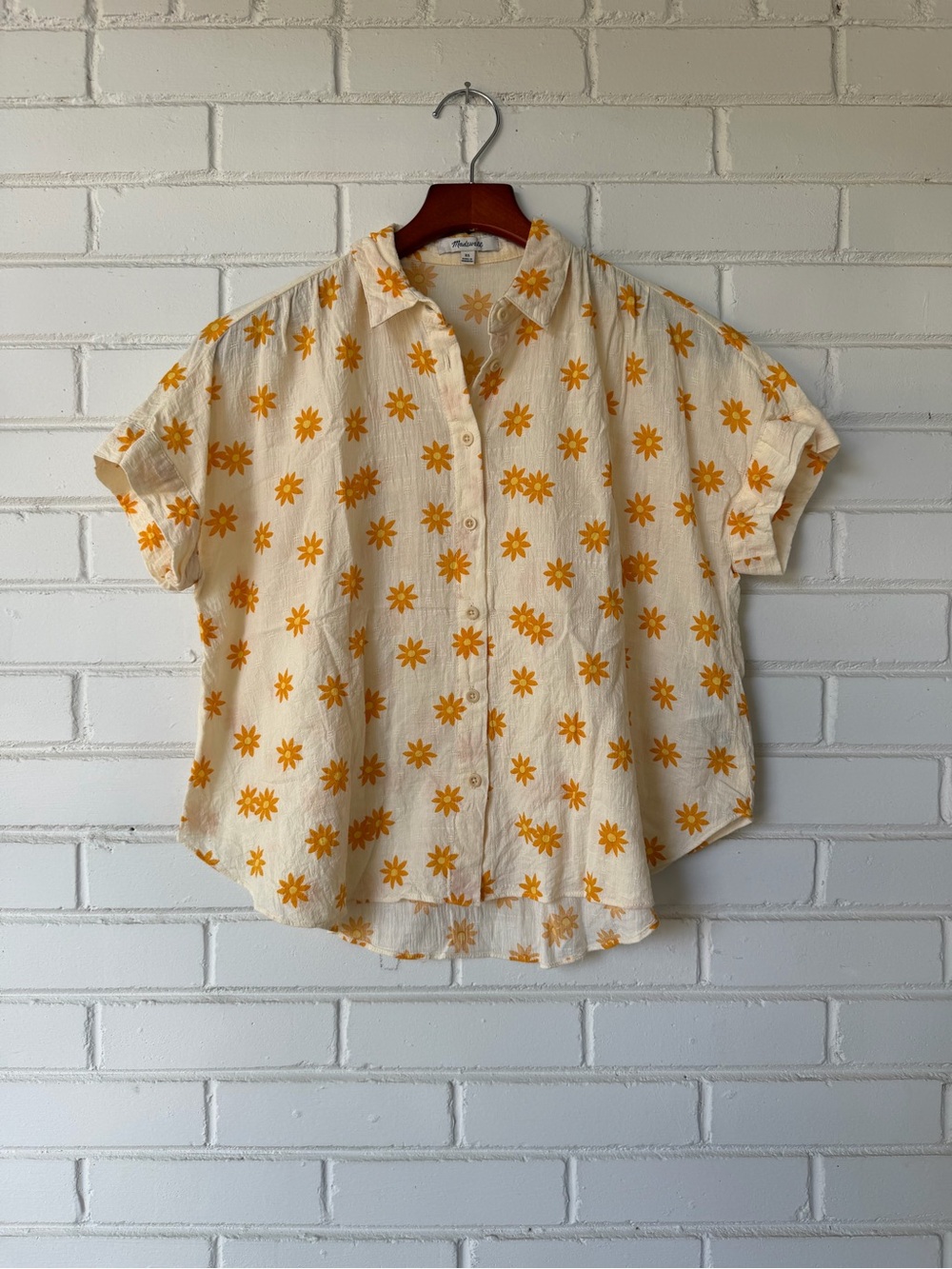 Madewell Hilltop Button Down Shirt in Daisy Groove - Size XS